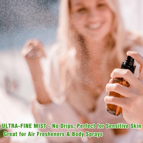 2oz Amber Glass Spray Bottles Set for Essential Oils & Travel - 2-Pack