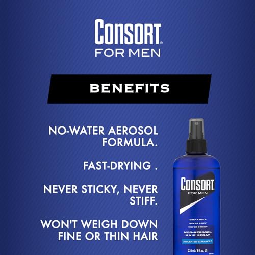 Consort Unscented 8oz Hair Spray - Non-Aerosol X-Hold Pump 2 Pack