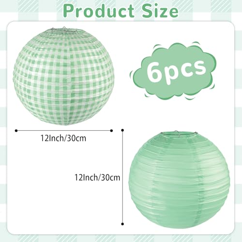 6-Pack Sage Green Paper Lanterns for Party Decorations