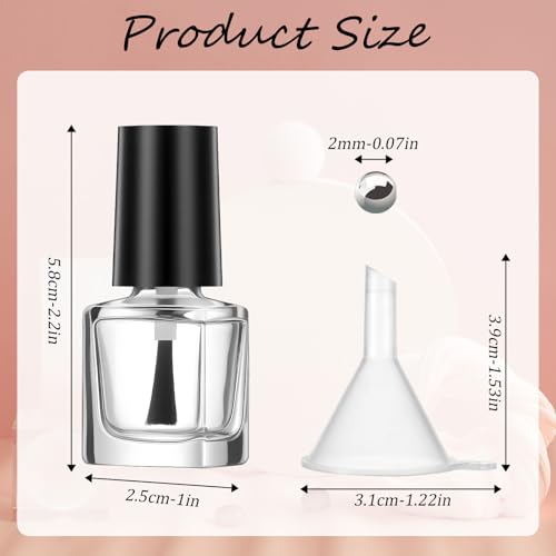 Qulkws 2 Pack 5ml Clear Glass Nail Polish Bottles with Brush & Funnel