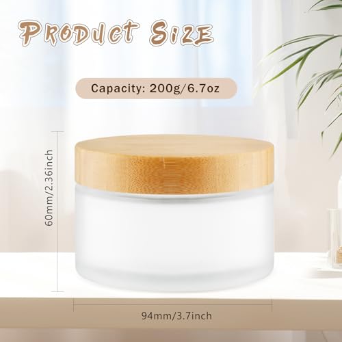 Mirrline Frosted Glass Cosmetic Containers 4 Pcs 200g with Bamboo Lids