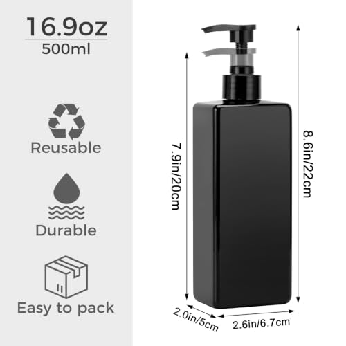 SUREAM 3-Pack 16.9oz Refillable Shampoo and Conditioner Dispenser Set