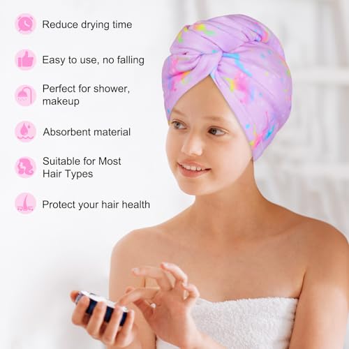 Basumee Dark Unicorn Microfiber Hair Towel Wrap for Kids - 2 Pack