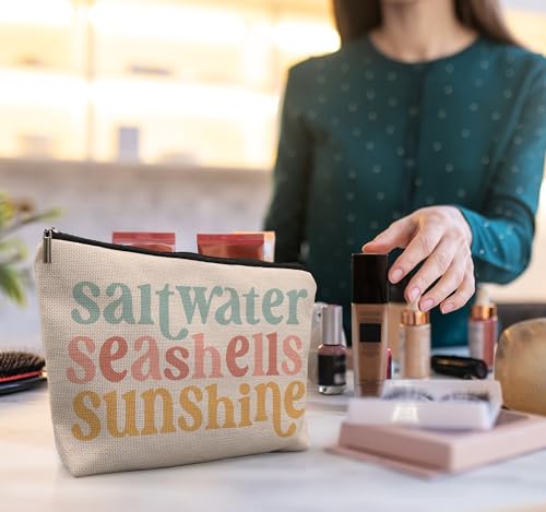 UINWK Beach Cosmetic Bag-6 Travel Makeup Pouch with Seashells, Sunscreen, Beach Gift