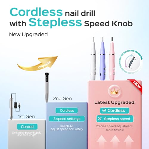 COSLUS C42 Purple Cordless Nail Drill with Stepless Speed Control
