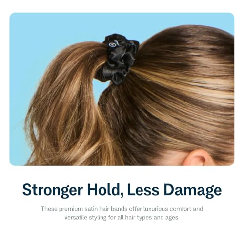 GIMME Medium Satin Scrunchies - No-Breakage, Crease-Free Hair Ties - 4 Pack - Black