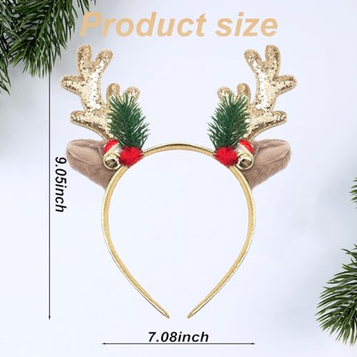 Gold Glitter Reindeer Antlers Headband for Christmas & Halloween