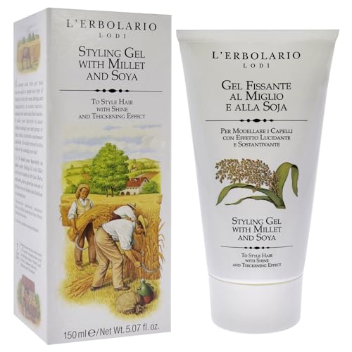 L'Erbolario Millet & Soya Styling Gel - Thickening & Nourishing Hair Gel - 5.07 Oz