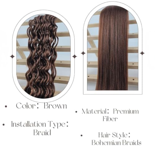 Leticia Brown Braiding Hair Pre-Stretched Short Deep Wave 16 Inch Pack of 4