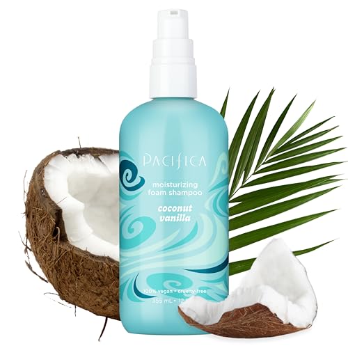 Pacifica Coconut Vanilla Moisturizing Foam Shampoo - Hydrating Sulfate-Free Hair Cleanser, 12 Fl Oz