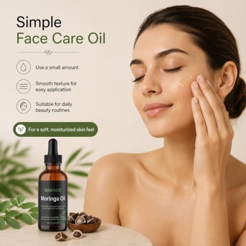 SANOOR Moringa Oil - Lightweight Multi-Use Beauty Oil for Face, Hair & Body, 60ml