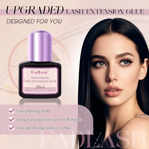 FADLASH Professional Eyelash Extension Glue, 0.5-1 Sec Fast Dry, 10ml