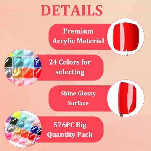 Lifextol Press On Toenails Women Fake Toe Nails Short Acrylic Nail Tips - 576pcs, Includes Adhesive & Tools (Variation: Toenails)