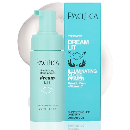 Pacifica Dreamlit Illuminating Cloud Primer with Vitamin C & Hyaluronic Acid – Hydrating, Brightening, Long-Lasting Face Makeup Base – 1 Fl Oz