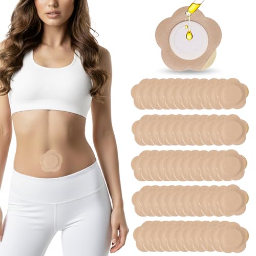 55PCS Castor Oil Patches for Belly Button ? Disposable Castor Oil Pack Wraps with Organic Cotton Pad, Leak-Proof Belly Button Patch Cover, Portable, Breathable & Skin-Friendly