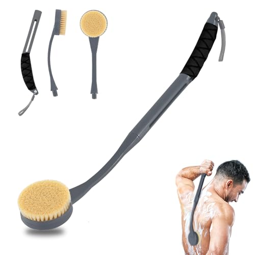 Gobiteli Back Scrubber for Shower,20.5" Long Handle Shower Brush for Body for Deep Clean,Back Brush for Shower for Men Women(Grey)