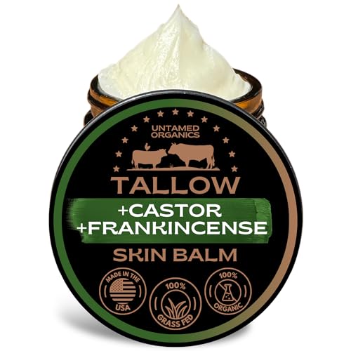 Untamed Organics Beef Tallow Balm - 100% Grass-Fed Moisturizer for Dry Skin - 2 oz