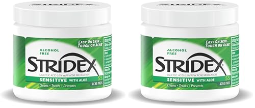 Stridex Sensitive Acne Pads with Aloe, Alcohol-Free, 55 Count (Pack of 2)
