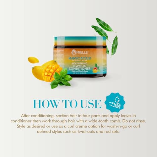 Mielle Organics Mango & Tulsi Leave In Conditioner for Curly Hair - 12 Oz