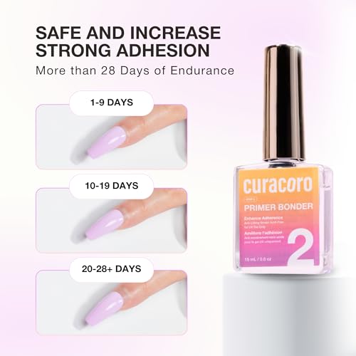 Curacoro Nail Primer Bonder 15ml for Gel & Acrylic Nails - Strong Bond & Long-Lasting