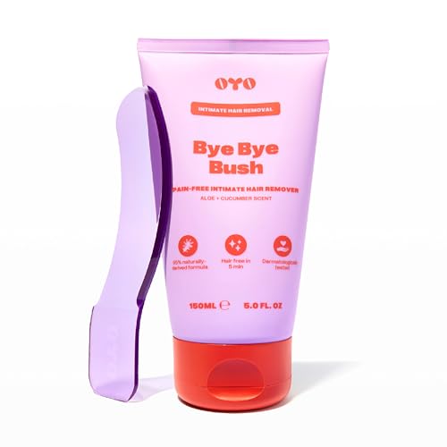 Bye Bye Bush by OYO ? Hair Removal Cream for Women Private Area, Bikini Line, Inner Thighs & Armpits, Sensitive Skin Formula, 65% Naturally Derived, Fast Acting Aloe Cucumber ? 5 fl oz
