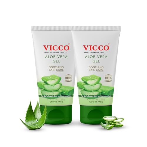 Vicco 100% Pure Aloe Vera Gel for Face, Skin, and Hair - 2 Pack