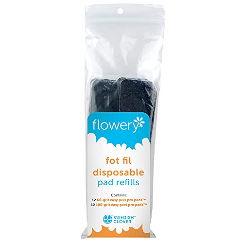 Flowery Disposable Foot File Replacement Pads - Easy Peel Pro Combo Pack 24 pcs (Refills)
