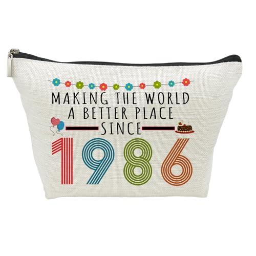 1986 40th Birthday Makeup Bag for Women - Funny Gift, Travel Cosmetic Organizer