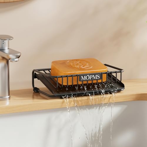 Self-Draining Carbon Steel Soap Dish for Bathroom & Kitchen