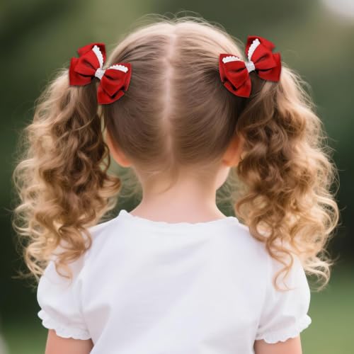 Red Hair Bow Accessories Set for Girls - 14 Pieces Hair Clips & Headbands