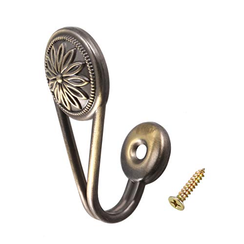 uxcell Decorative Curtain Holdbacks - Wall Mounted Hooks, Bronze Finish, 2 Pcs
