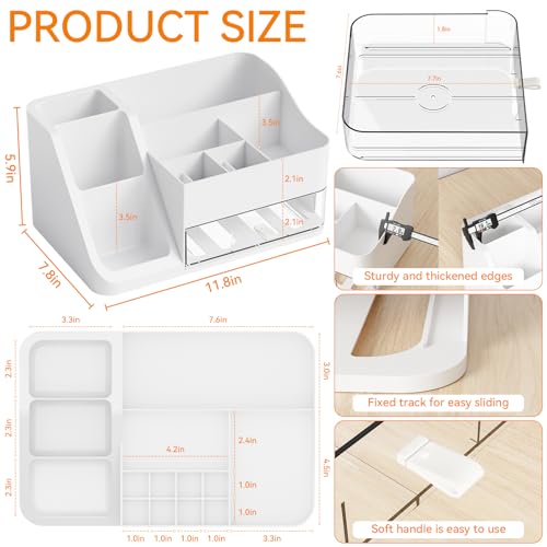 Yieach Large White Makeup Organizer with Drawer - Skincare & Beauty Storage