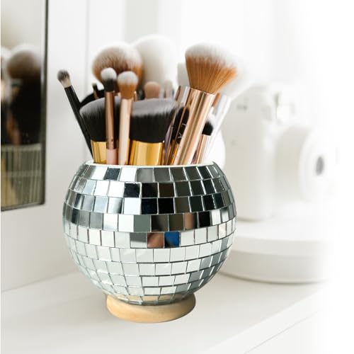 FlidRunest Disco Makeup Brush Organizer - Reflective Storage Cup