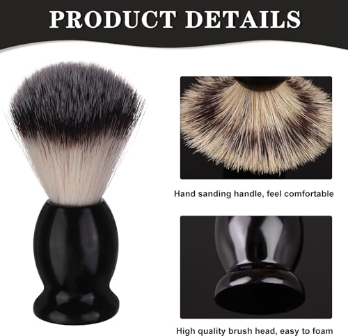 7Pcs Black Nylon Shaving Brush Set for Men - Wooden Handle Grooming Tools