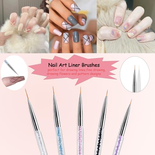 Whmeolyo 8Pcs Double-Ended Nail Art Brush Set - Poly Gel & Dotting Tools (8pcs-light)