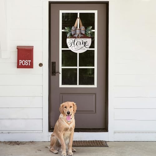 Welcome Sign for Front Door | Floral Wooden Wreath Decor