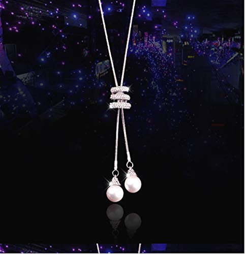 Elegant Pearl Pendant Necklace for Women Long Chain Jewelry Adjustable Statement