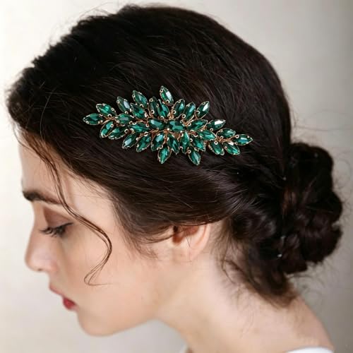 Multicolor Peacock Blue Crystal Hair Comb for Bride Women Girls Wedding Accessory
