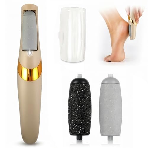 Beige Electric Foot Callus Remover with 2 Speed Modes & Rollers - AZZORI
