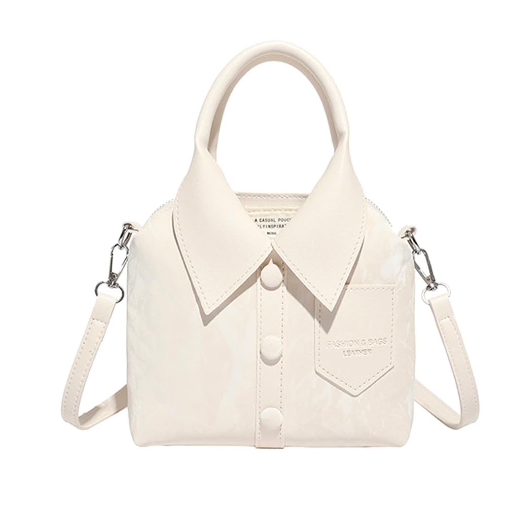 White Shirt-Style Patchwork Mini Square Handbag