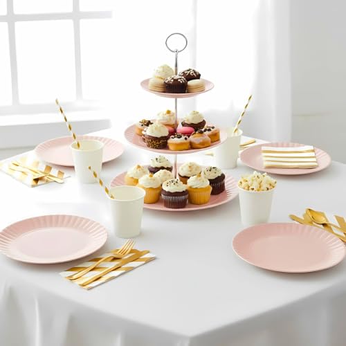 8" Reusable Melamine Plates Set of 8 - Light Pink Party Tableware