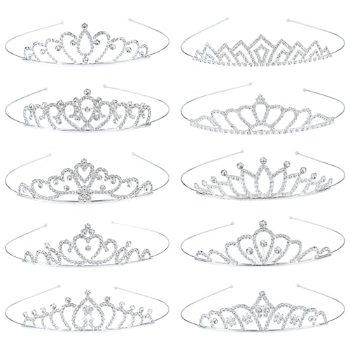 Lawie 10 Pack Rhinestone Tiaras for Women - Sparkling Crowns