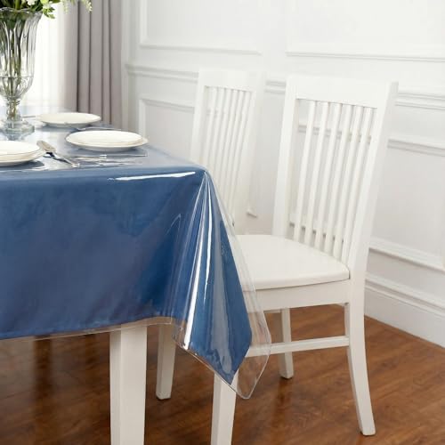 Clear Vinyl Table Cover Protector - 100% Waterproof 55" x 86"