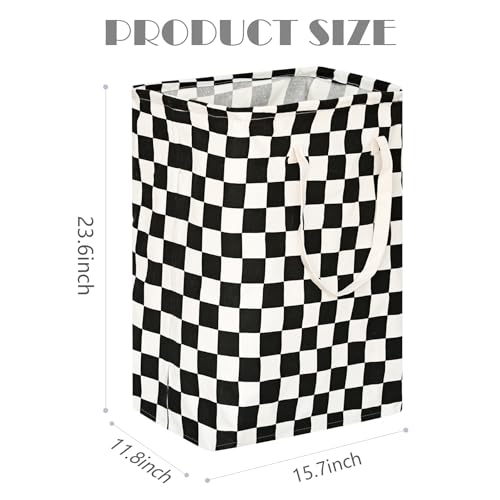 Checkered Laundry Basket - Foldable Kids Hamper & Storage Bin