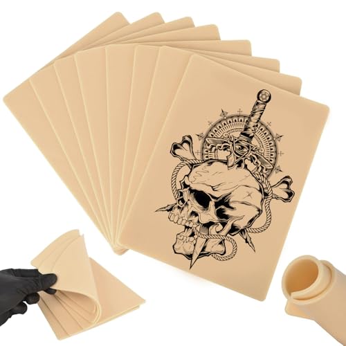 Lyuxzad 6Pcs Practice Tattoo Skin Set 3mm Thick Double-Sided 8x6 Inches for Beginners & Artists