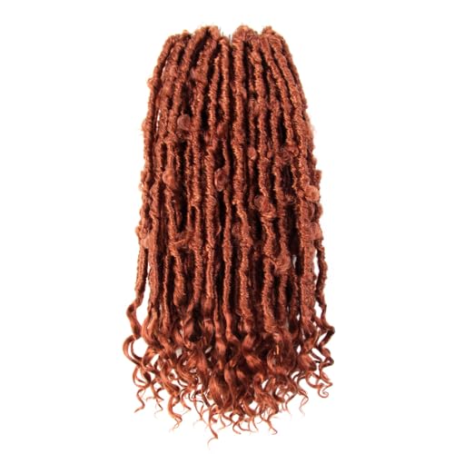 Butterfly Locs Crochet Hair 14 Inch - Curly End Faux Locs 350# (Ginger Red) - Pack of 6
