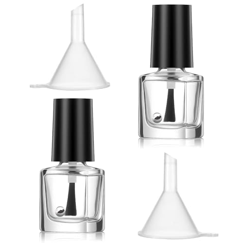 Qulkws 2 Pack 5ml Clear Glass Nail Polish Bottles with Brush & Funnel