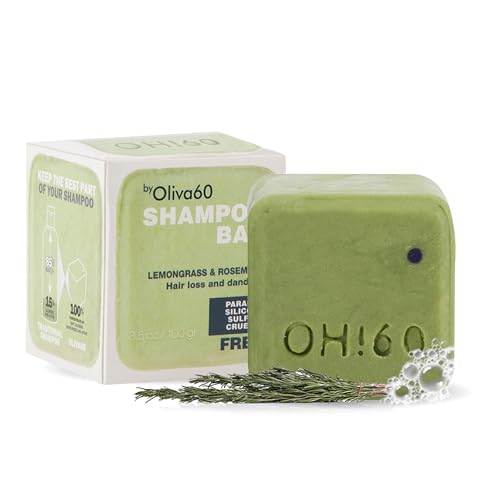 Oliva60 Rosemary & Lemongrass Shampoo Bar for Oily Hair, 3.5 oz