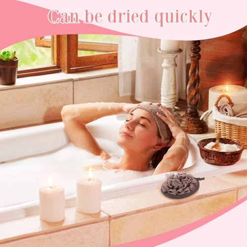 Boao 6 Pcs Exfoliating Shower Puffs Mesh Bath Sponges in Khaki Dark Brown Beige