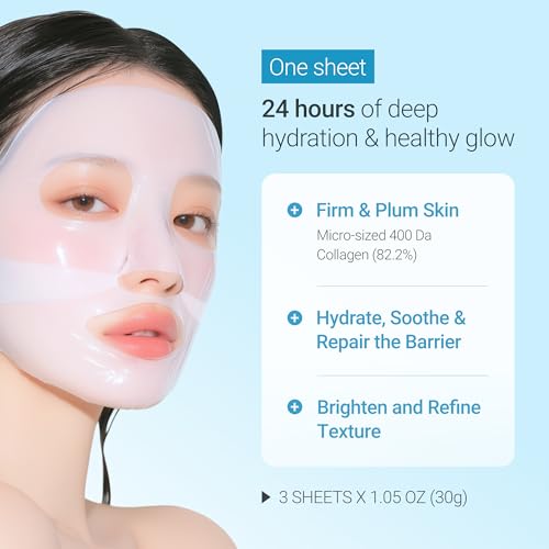 Tenzero Hyaluronic Acid PDRN Hydrating Mask Pack for Sensitive Skin, 3 Sheets